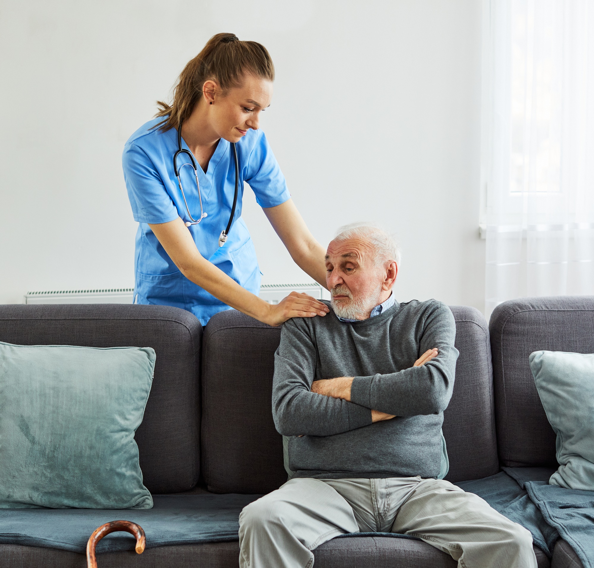 nurse doctor senior care caregiver help assistence retirement home nursing elderly happy cheerful